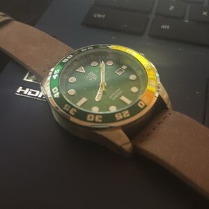 Three Leagues Artillery Leather-Band Watch with Date